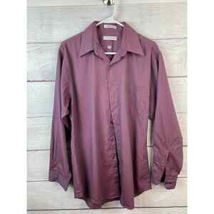 John Henry Purple Long Sleeved Button Down Dress Shirt Size 15 1/2 (32 / 33)